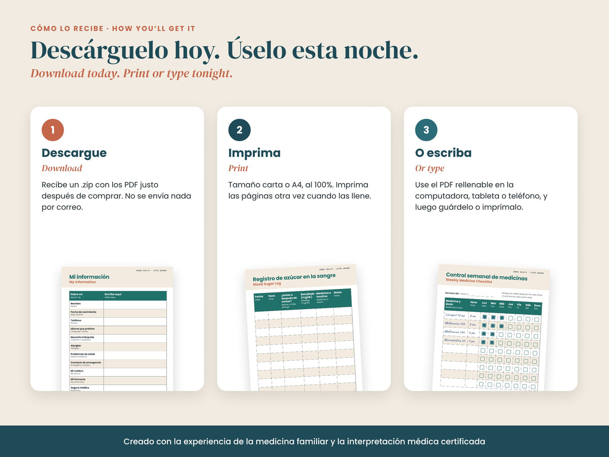 Registros en Letra Grande: download, print or type: carta, A4 y PDF rellenable, English and Spanish