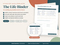The Life Binder: cover and a sample filled page, English and Spanish editions