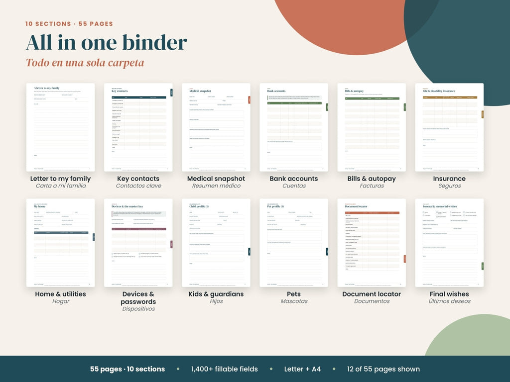 Pages included in The Life Binder