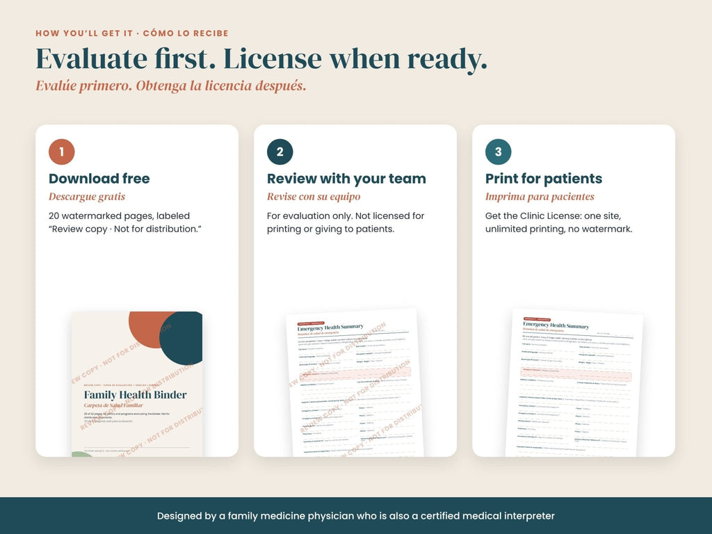 Free Review Copy Patient Binder: PDF review copy for evaluation only, English and Spanish