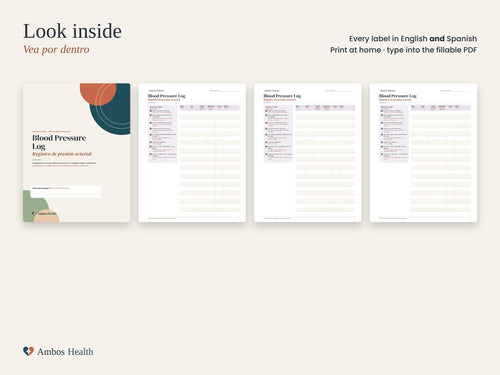Blood pressure log page with how-to-measure steps