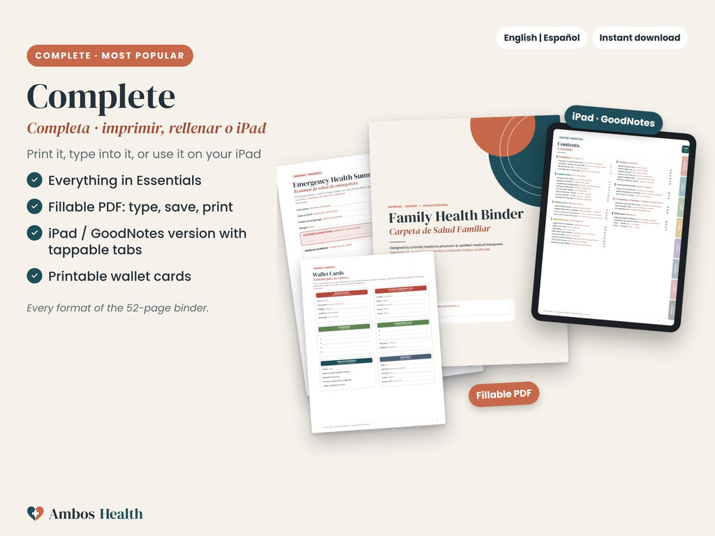 Bilingual family health binder complete edition