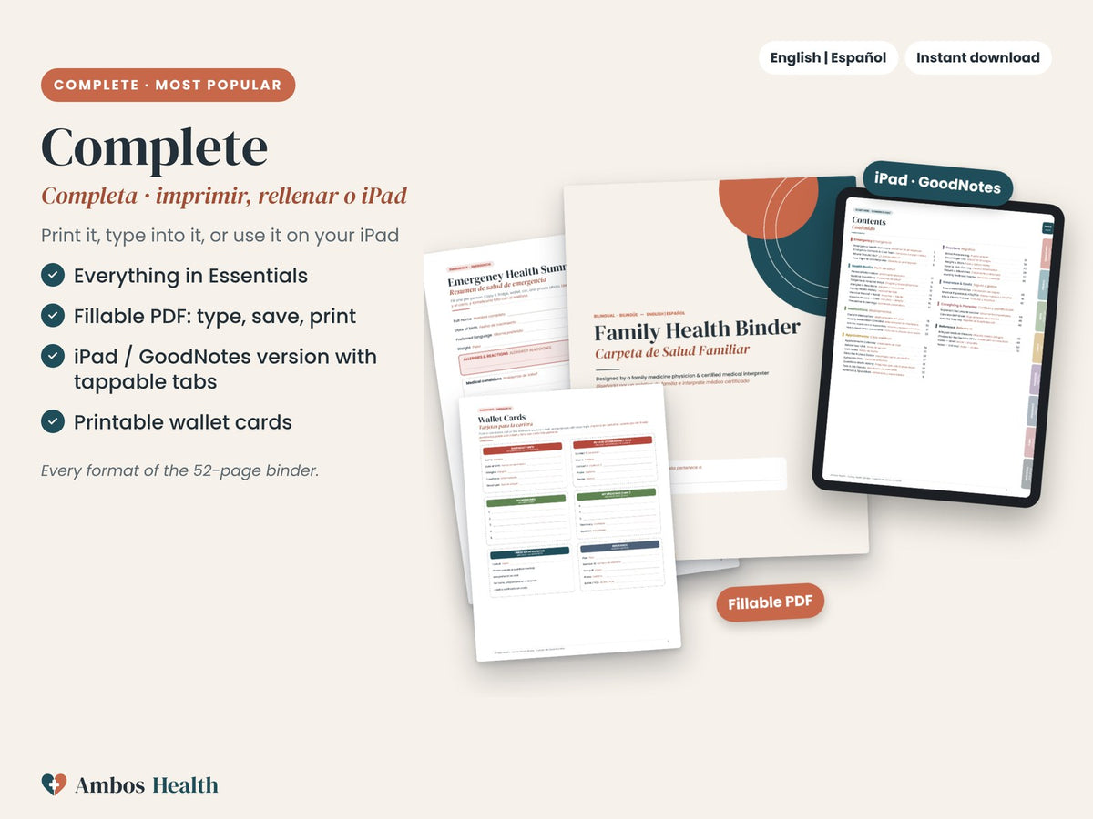 Bilingual family health binder complete edition