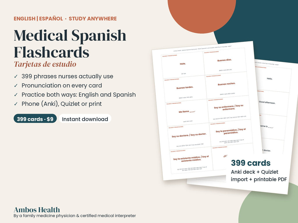 Medical Spanish flashcards Anki Quizlet