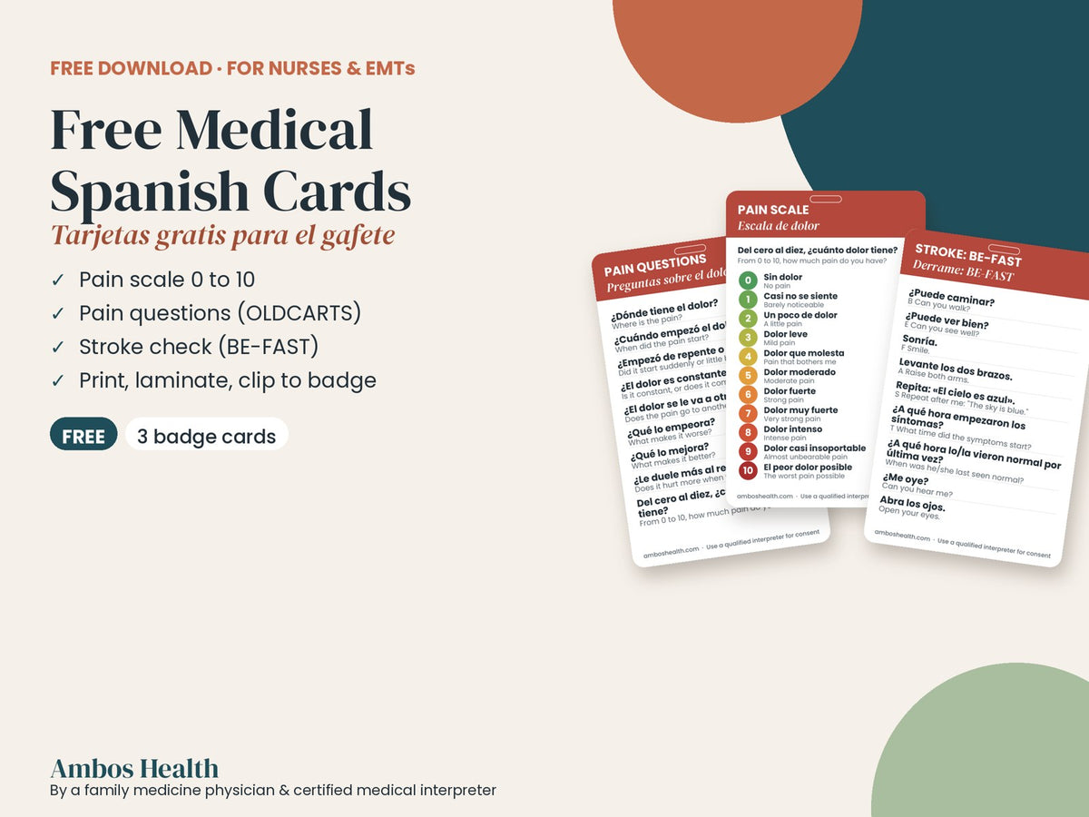 Free medical Spanish badge cards