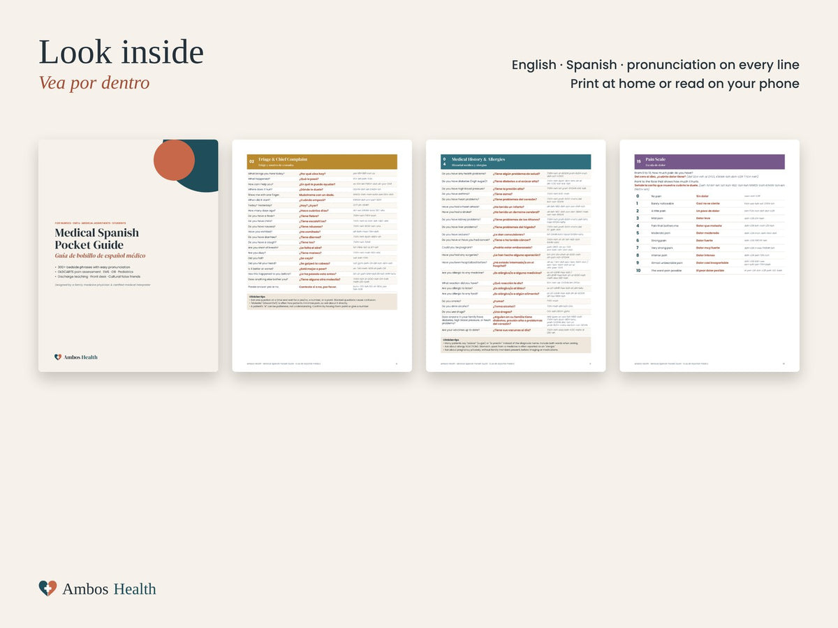 Medical Spanish phrases with pronunciation