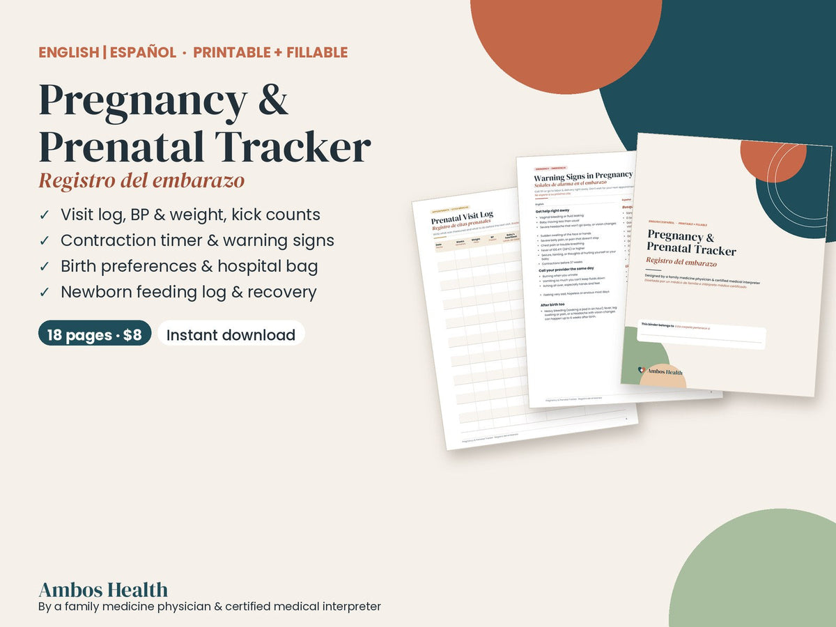 Bilingual New Baby Bundle: pregnancy planner and kids health record